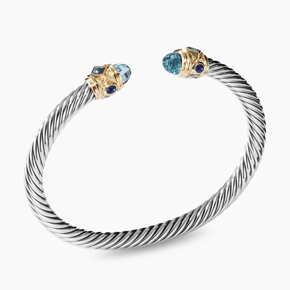 David Yurman Renaissance Classic Cable Bracelet, Blue Topaz and Lapis, 5mm